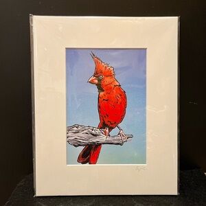 Red Cardinal Bird Art Print by Artist Bryan Clocker New Sealed in packaging